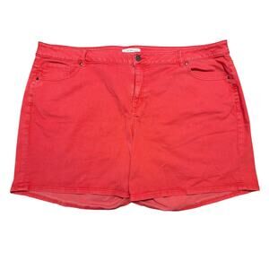 Lane Bryant Women's Plus Size Coral Red Denim Shorts Size 28